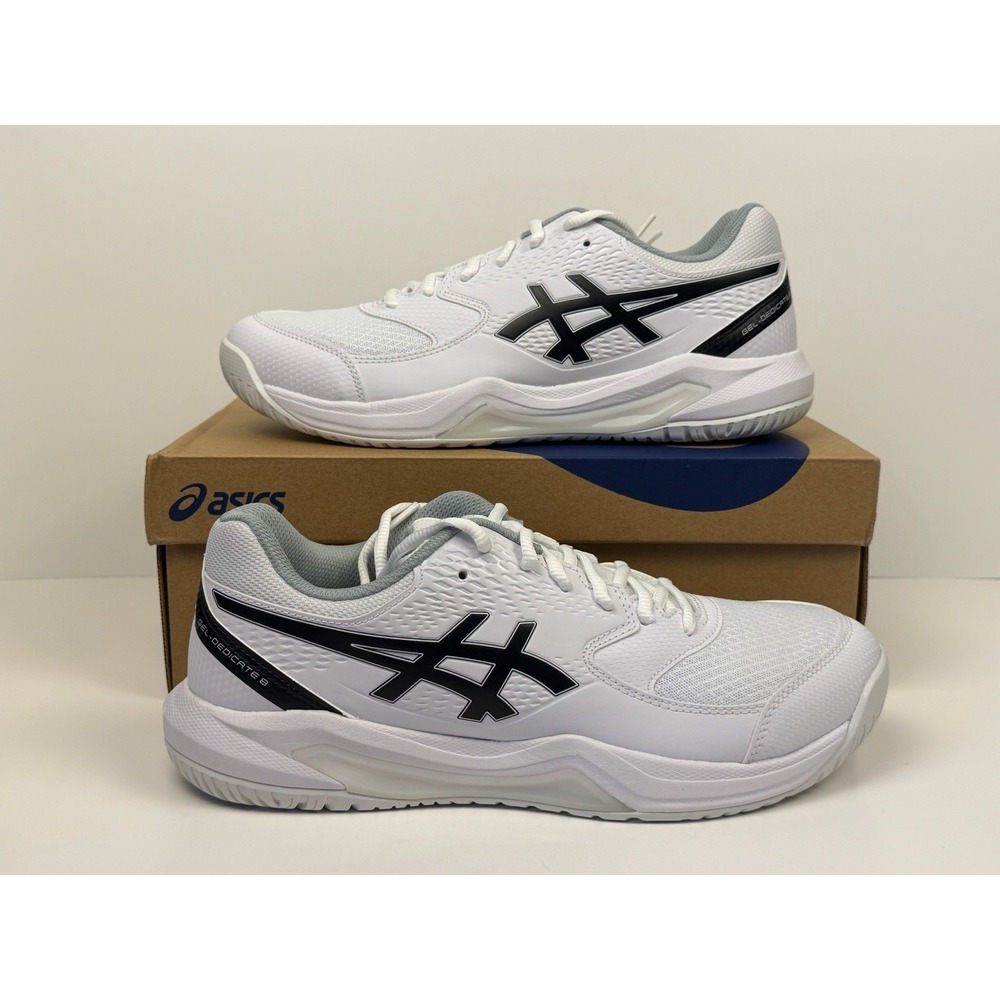 ASICS Gel-Dedicate 8 Court Shoes Men's Size 12 White/Black 1041A408-101